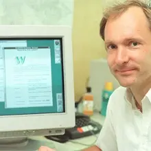 Tim Berners-Lee at his desk in CERN, 1994.