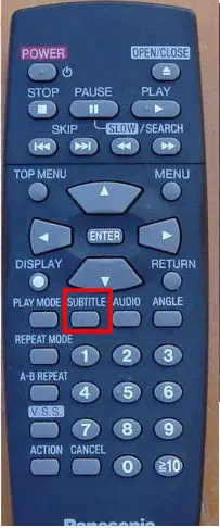 Remote controller with subtitles button.