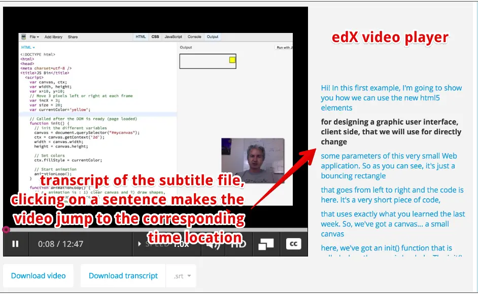 Edx video player to debug video tracks.