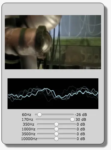 Video player + equalizer + waveform visualization.
