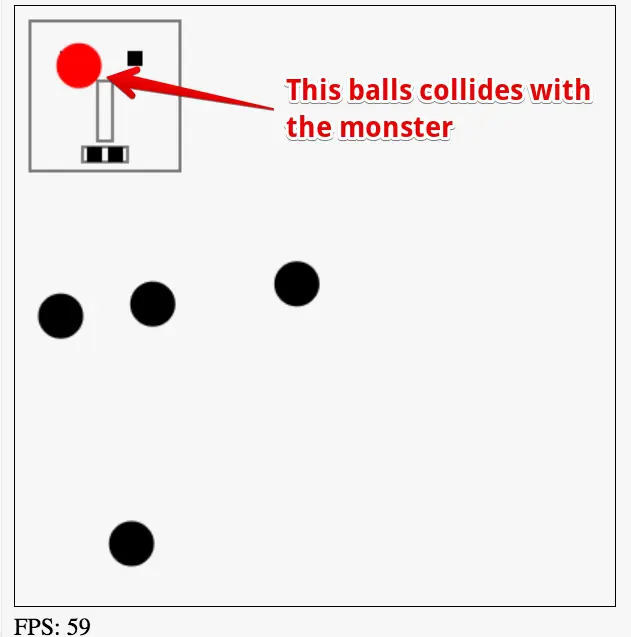 Collision between balls and the monster.