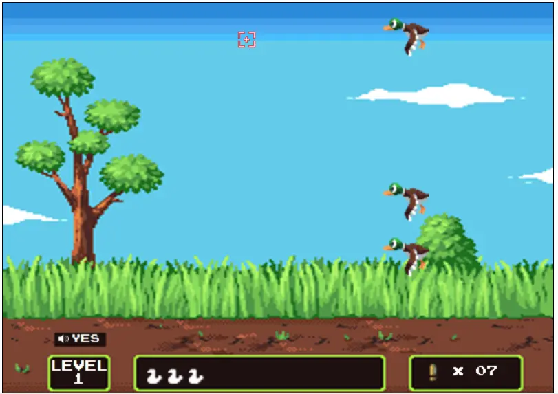 Screenshot of the Duck hunt game.