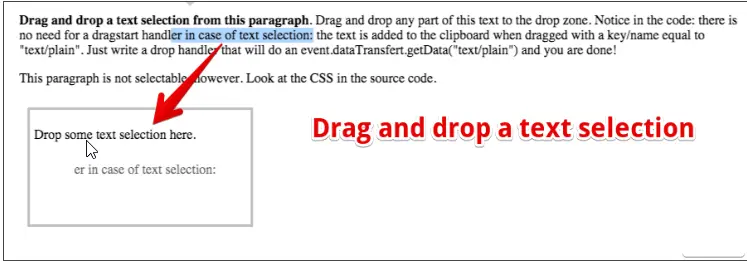 Drag and drop a text selection.