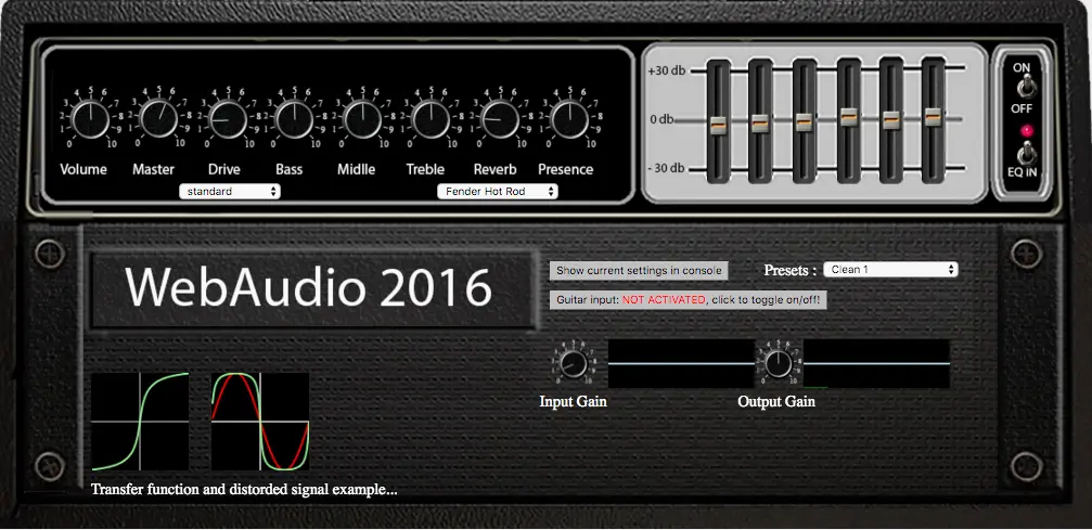 Guitar amp simulator with web components.